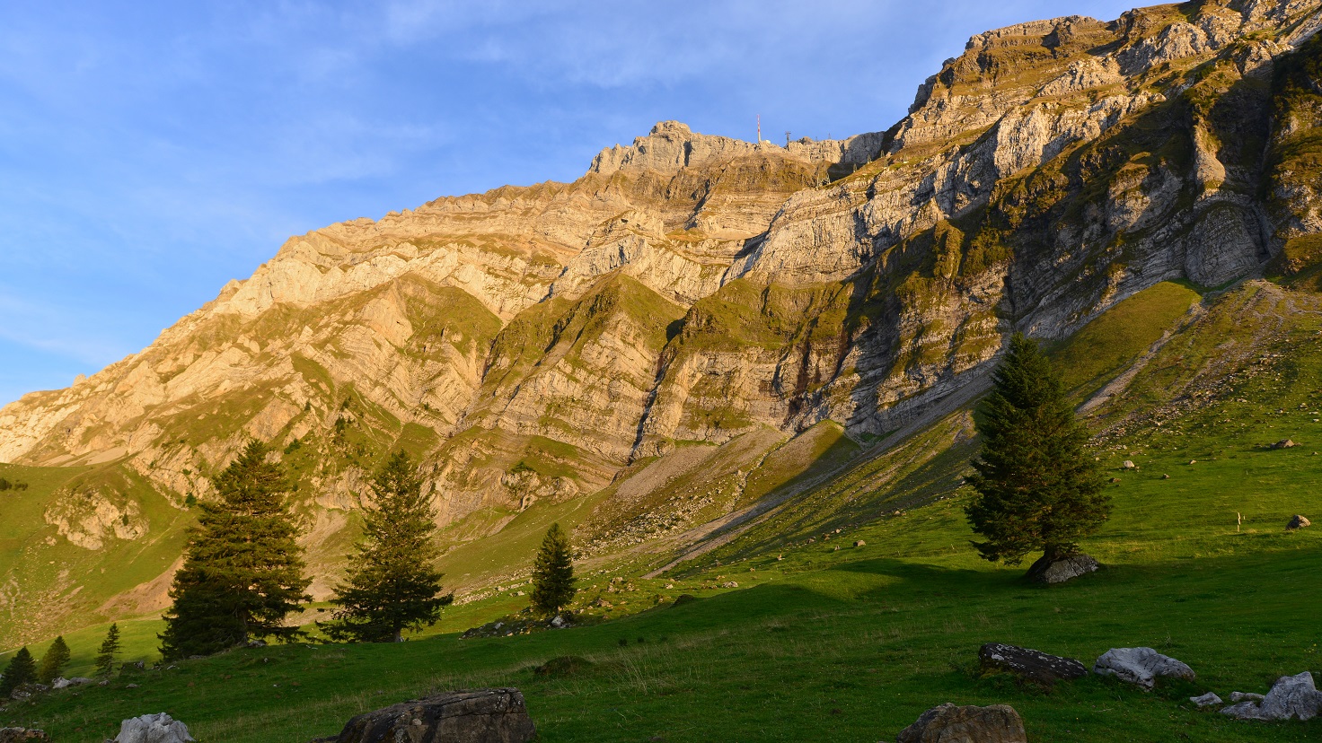 Säntis Massiv bei Sonnenuntergang