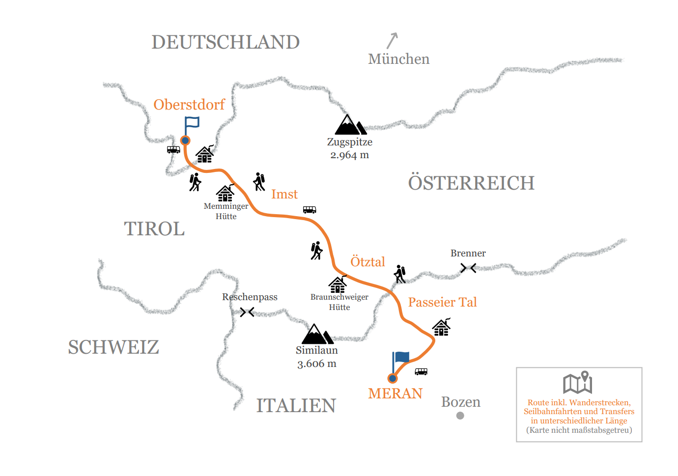 Routenplan: Alpenüberquerung E5 » Oberstdorf Meran