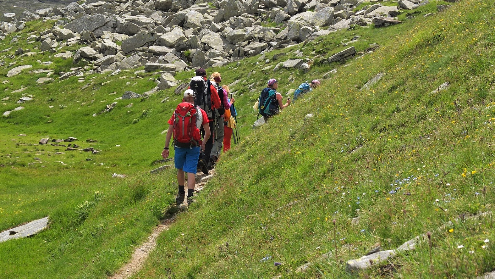 Teilnehmer auf der Bergwanderung