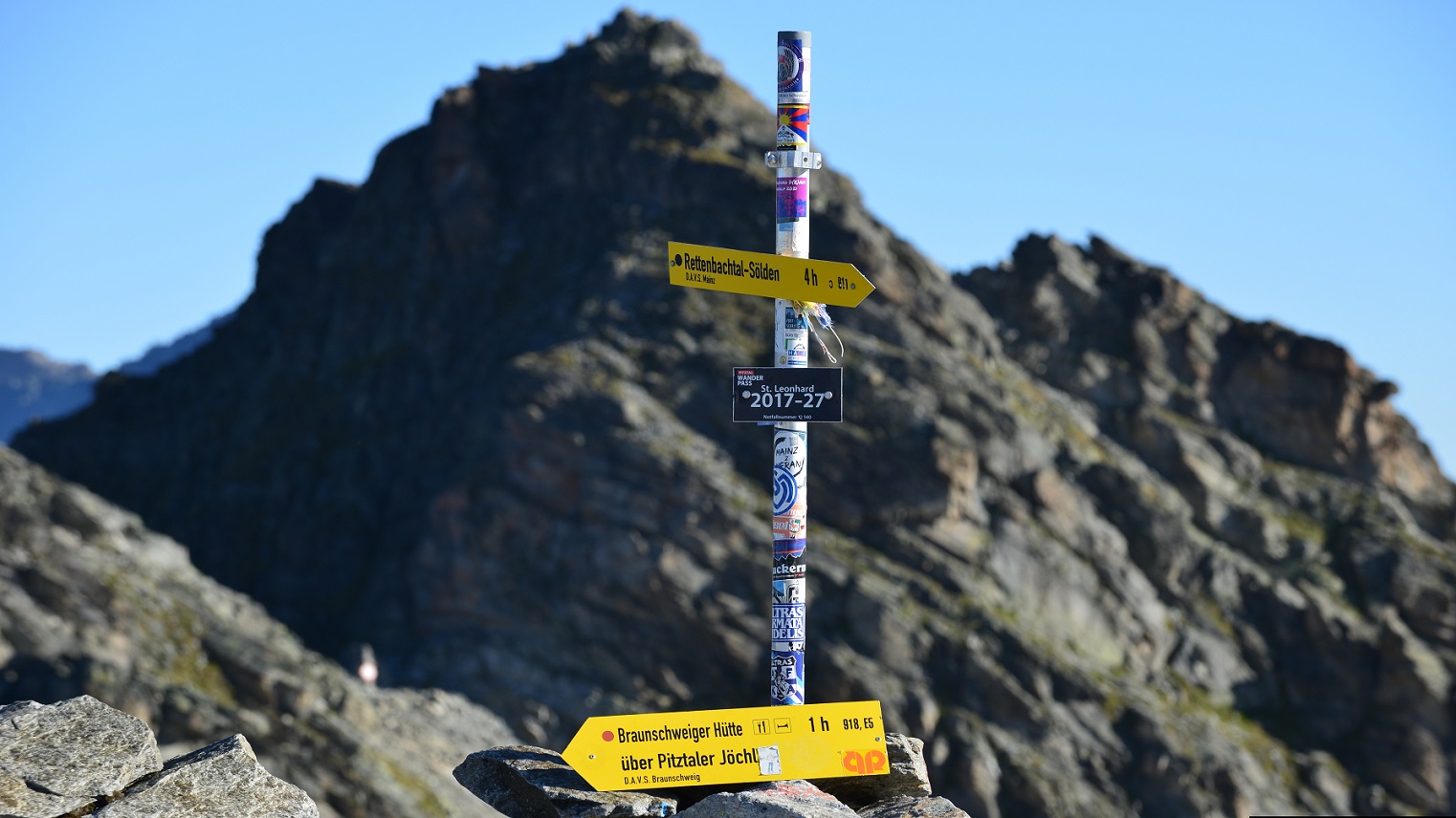 Wegweiser am Pitztaler Jöchl